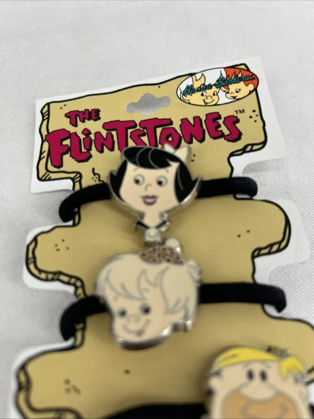 Flintstones Ponytail Holders Betty Bam Bam Barney Enamel Vintage 1994
